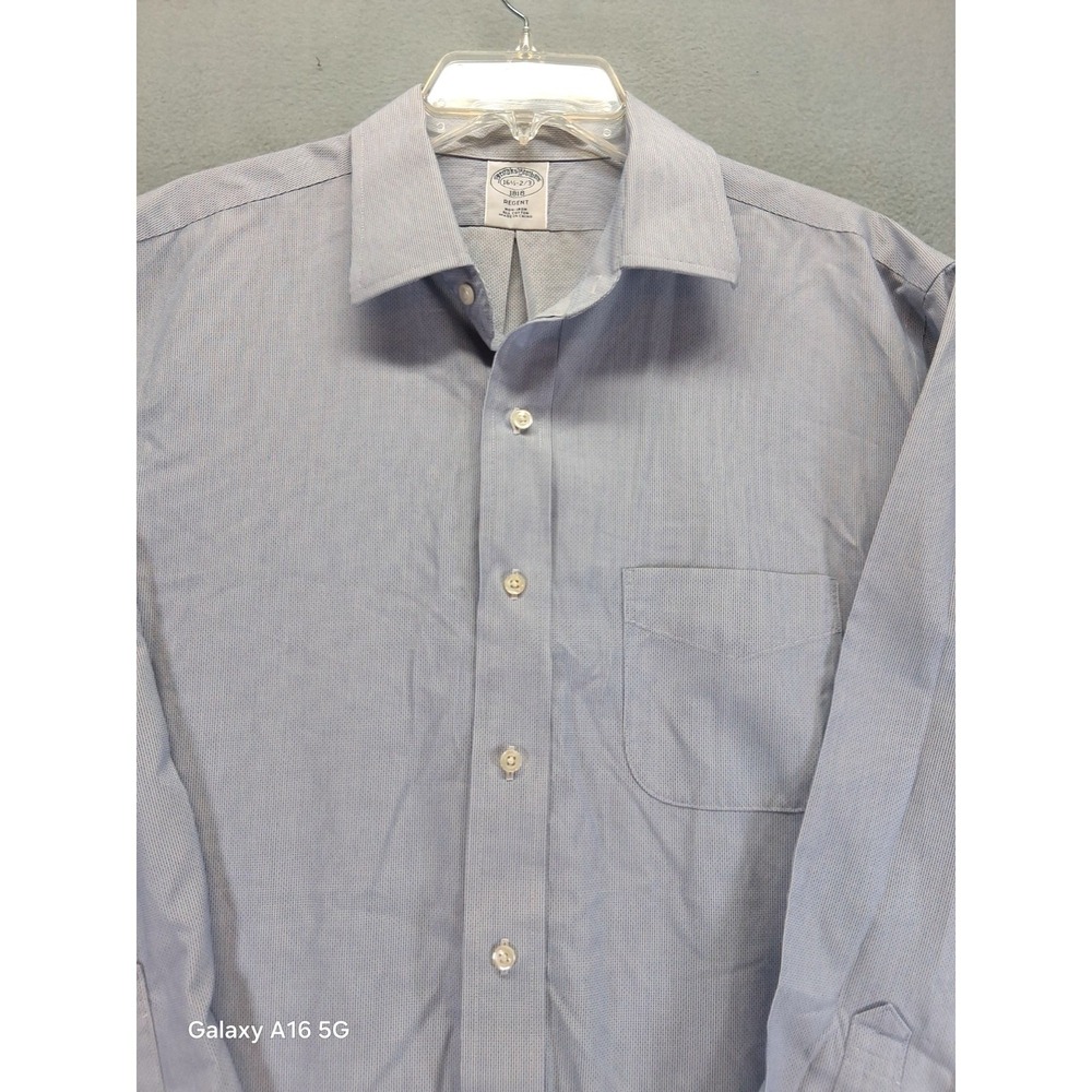 Brooks Brothers 1818 Regent Fit Non-Iron Dress Shirt Blue White 16.5 32/33